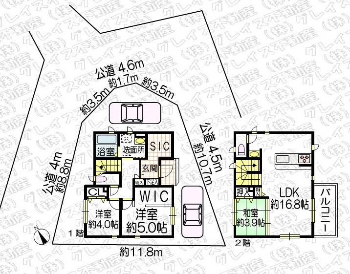 豊明市国道1号線南側 構造:軽量鉄骨造土地面積:100.6平米 ( 30.43坪 ) 建物面積:81.59平米 ( 24.68坪 )