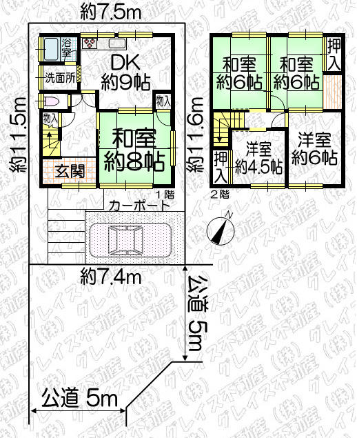 豊明市国道1号線南側 構造:木造土地面積:86.62平米 ( 26.2坪 ) 建物面積:94.39平米 ( 28.55坪 )