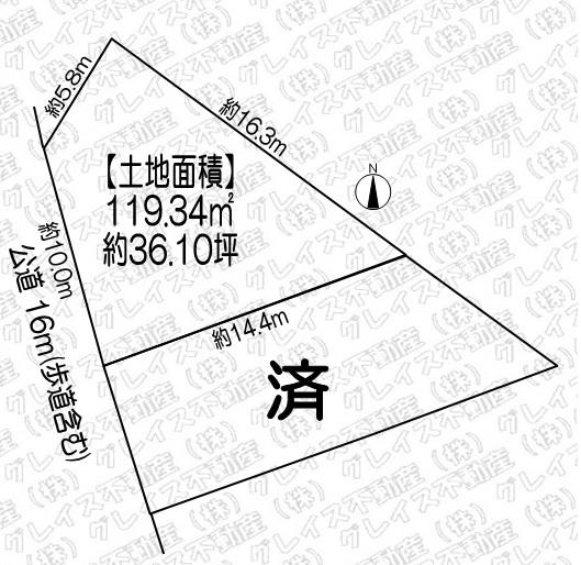 豊明市国道1号線南側 土地面積:119.34平米 ( 36.1坪 )