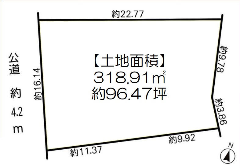 豊明市国道1号線南側 土地面積:318.91平米 ( 96.47坪 )