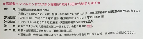 インフルエンザ予防接種　高齢者