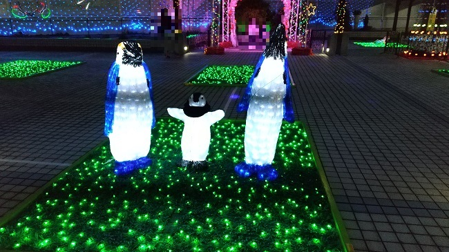 前後駅イルミネーションペンギン
