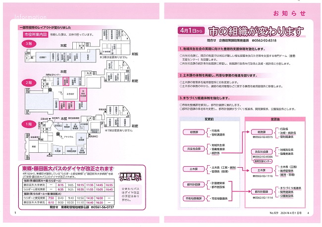 豊明市役所レイアウト変更（広報とよあけ2024年４月号）